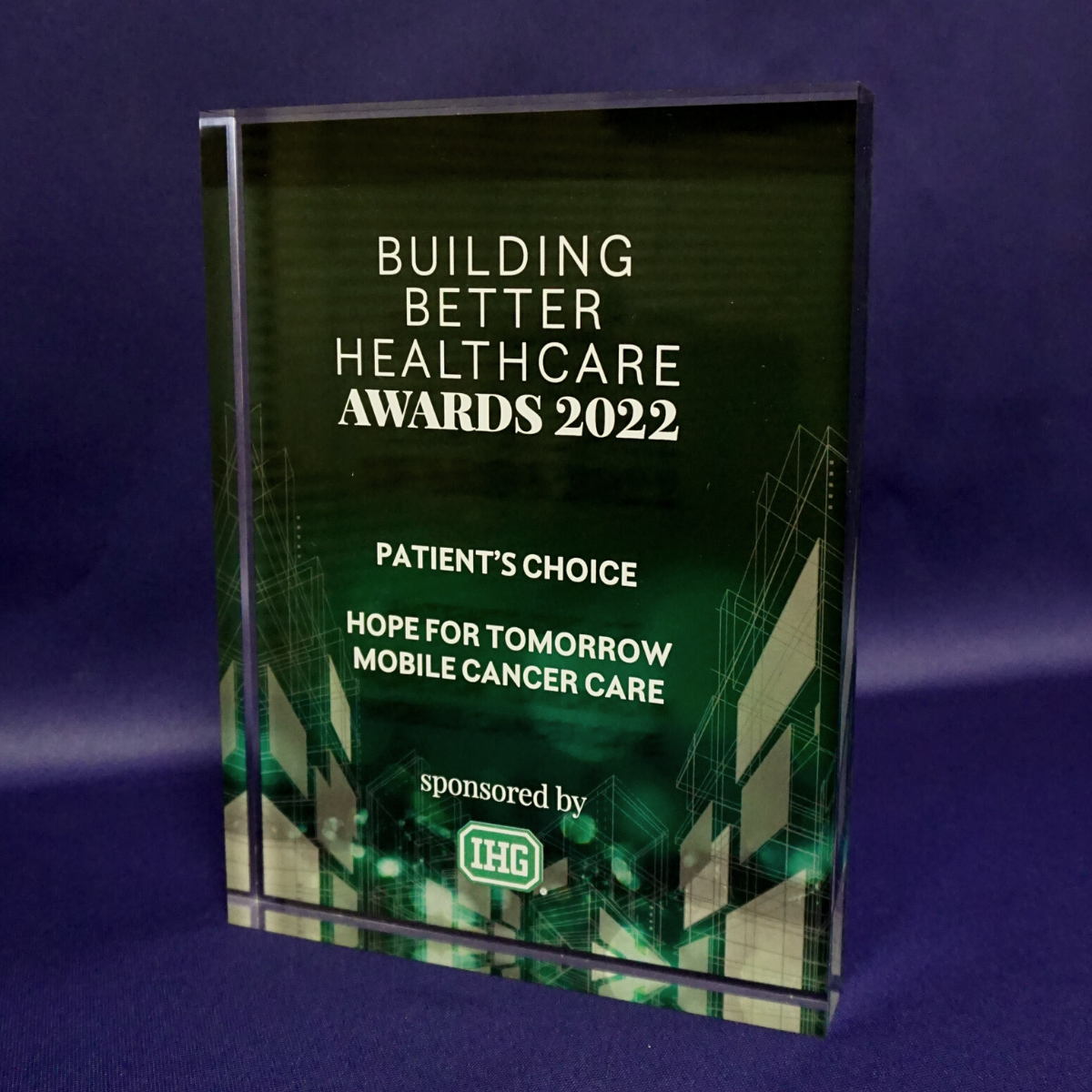 Hope for Tomorrow wins national patient award for treatment units