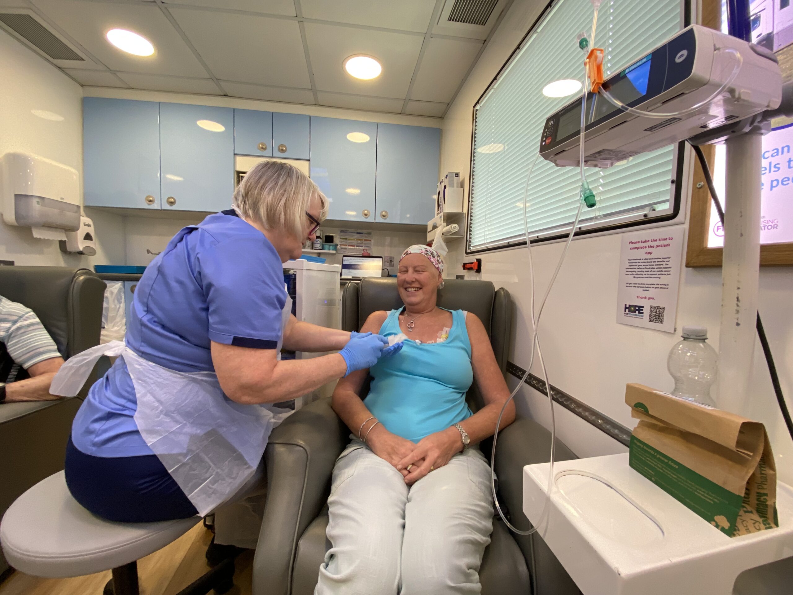 Linda Venton Image of Linda Venton on board the Mobile Unit with a nurse