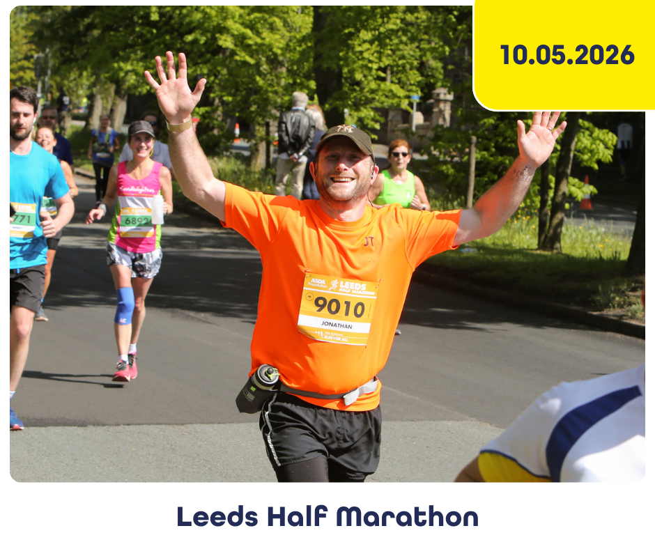Showing a man running in the Leeds Half Marathon