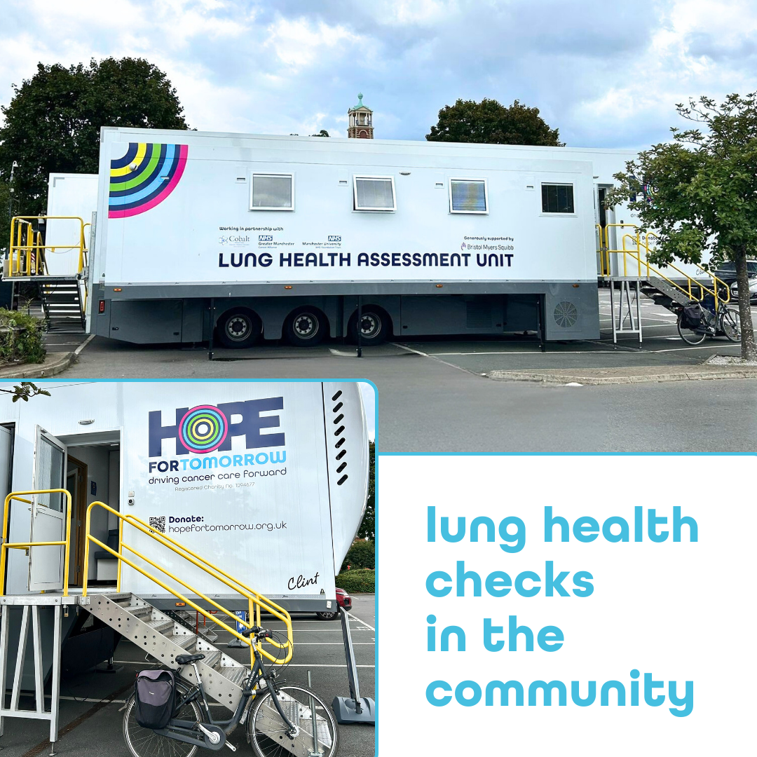 an image showing the Hope for Tomorrow lung health assessment unit parked in a supermarket car park in Manchester.