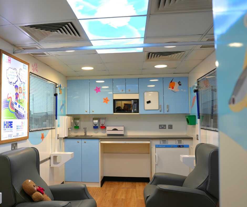 an image showing the Hope for Tomorrow lung health assessment unit parked in a supermarket car park in Manchester.