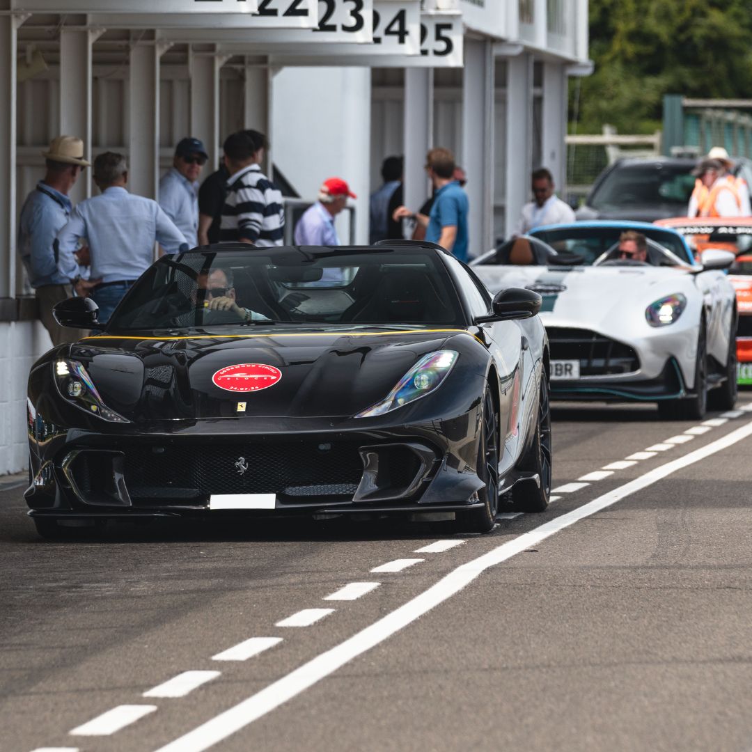 Supercars shown queuing at Goodwood motor circuit