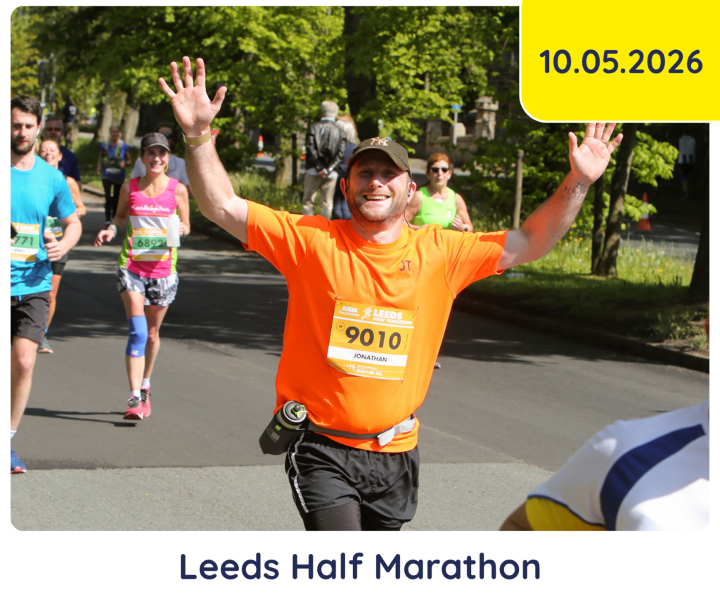 Showing a man running in the Leeds Half Marathon